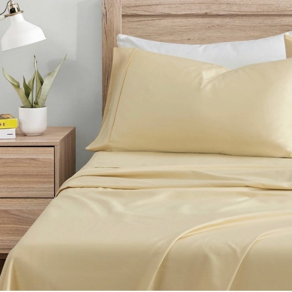 Nwt  100% organic cotton solid full size 4 piece sheet set kindlier - Picture 2 of 6